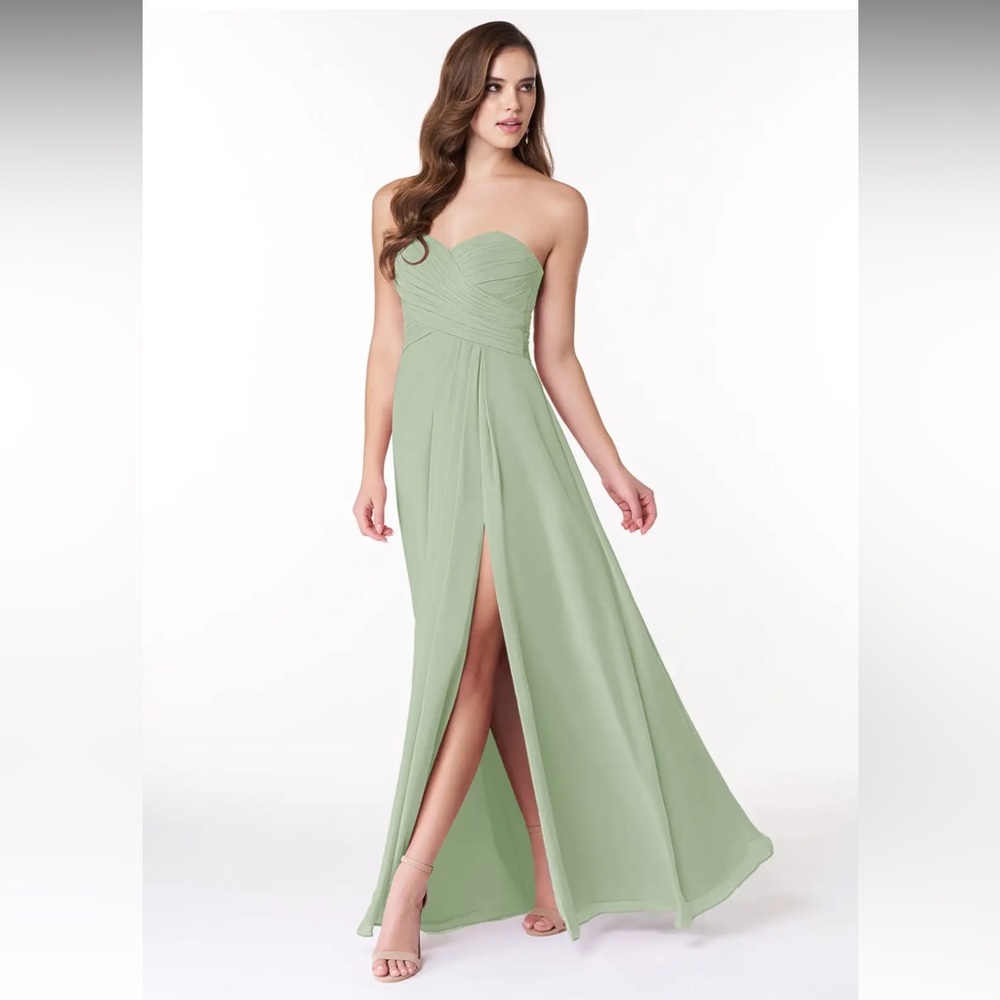 Azazie Arabella Allure Sage Green Strapless Dress